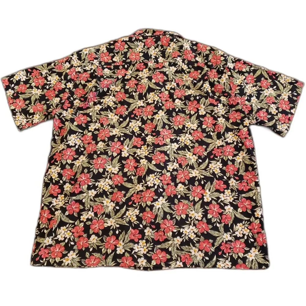 Hilo Hatties Men Hawaiian Shirt Black Pink Hibiscus Print Size XL - Picture 5 of 8